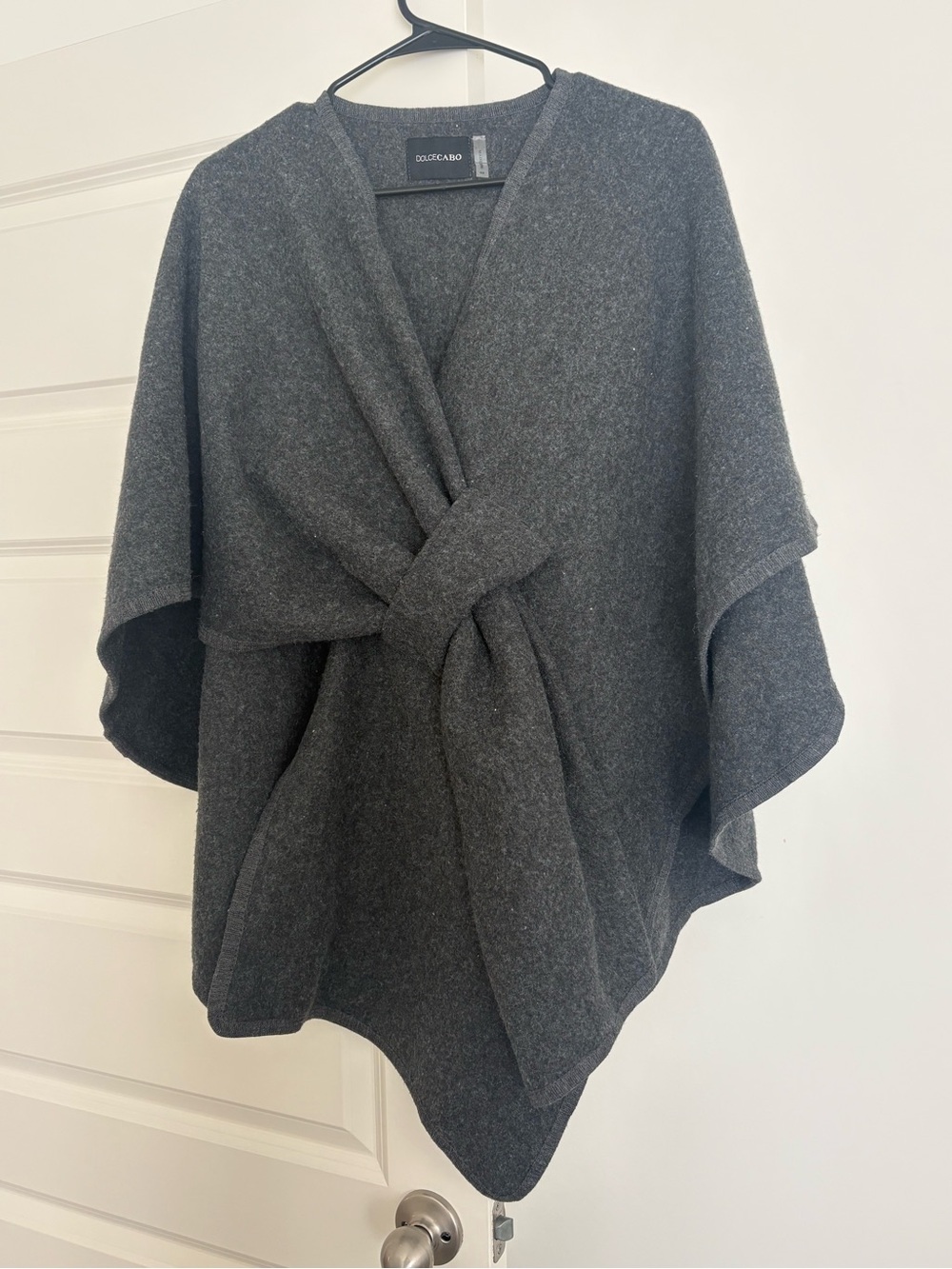 Dolce Cabo Charcoal Tie-Front Wool-Blend Cape